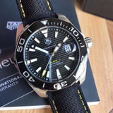 Tag Heuer Aquaracer Calibre 5 Automatic Black Dial Black Nylon Strap Watch for Men - WAY211A.FC6362 Buy Now By Tag Heuer