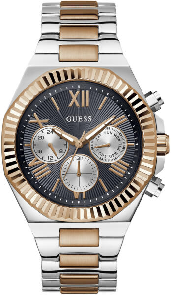 Guess Equity Multifunction Black Dial Two Tone Steel Strap Watch For Men - GW0703G4 Buy Now By Guess