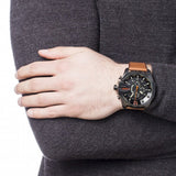Diesel Mega Chief Chronograph Black Dial Brown Leather Strap Watch For Men - DZ4343 Buy Now By Diesel