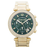 Michael Kors Parker Chronograph Green Dial Gold Steel Strap Watch for Women - MK6263 Buy Now By Michael Kors