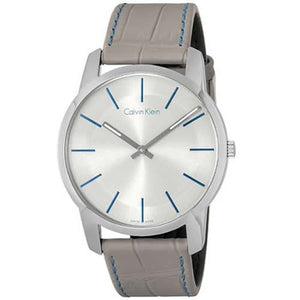 Calvin Klein City Silver Dial Grey Leather Strap Watch for Men - K2G211Q4 Buy Now By Calvin Klein