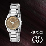 Gucci G Timeless Brown Dial Silver Steel Strap Watch For Women - YA126526 Buy Now By Gucci
