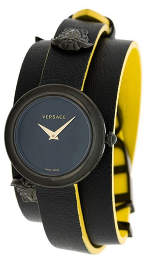 Versace V-Flare Quartz Black Dial Black Leather Strap Watch for Women - VEBN00518 Buy Now By Versace
