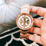 Tory Burch Reva Rose Gold Dial Rose Gold Steel Strap Watch for Women - TBW4028 Buy Now By Tory Burch