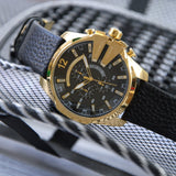 Diesel Mega Chief Chronograph Black Dial Black Leather Strap Watch For Men - DZ4344 Buy Now By Diesel