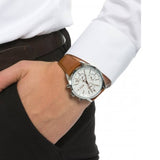 Hugo Boss Grand Prix White Dial Brown Leather Strap Watch for Men - 1513475 Buy Now By Hugo Boss
