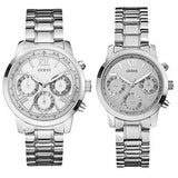 Guess Mini Sunrise Silver Dial Silver Steel Strap Watch For Women - W0448L1 Buy Now By Guess
