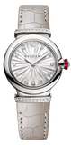Bvlgari LVCEA Diamonds Silver Mother of Pearl Dial Silver Leather Strap Watch for Women - LVCEA103367 Buy Now By Bvlgari