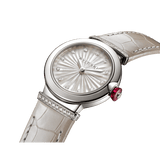 Bvlgari LVCEA Diamonds Silver Mother of Pearl Dial Silver Leather Strap Watch for Women - LVCEA103367 Buy Now By Bvlgari