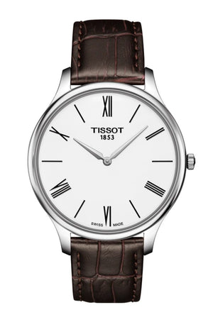 Tissot Tradition 5.5 Lady Silver Dial Brown Leather Strap Watch for Women - T063.009.16.018.00 Buy Now By Tissot