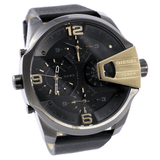 Diesel Uber Chief Two Hand Black Dial Black Leather Strap Watch For Men - DZ7377 Buy Now By Diesel