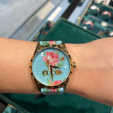 Gucci G Timeless Floral Turquoise Dial Turquoise Leather Strap Watch For Women - YA1264085 Buy Now By Gucci