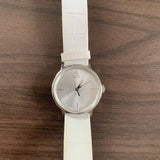 Calvin Klein Accent Silver Dial White Leather Strap Watch for Women - K2Y2X1K6 Buy Now By Calvin Klein