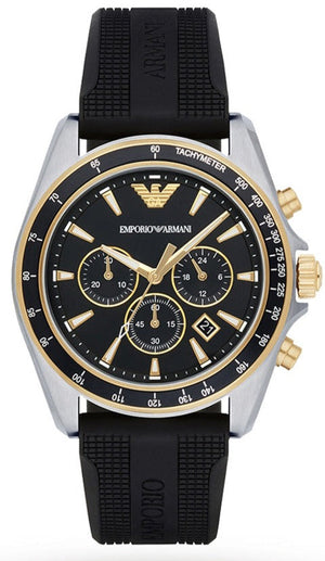 Emporio Armani Sigma Chronograph lack Dial Black Rubber Strap Watch For Men - AR80003 Buy Now By Emporio Armani