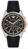Emporio Armani Sigma Chronograph lack Dial Black Rubber Strap Watch For Men - AR80003 Buy Now By Emporio Armani