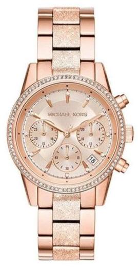 Michael Kors Ritz Chronograph Rose Gold Dial Rose Gold Steel Strap Watch For Women - MK6598 Buy Now By Michael Kors