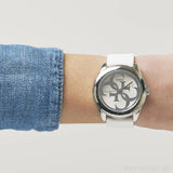 Guess G Twist Quartz White Dial White Silicone Strap Watch For Women - W0911L1 Buy Now By Guess