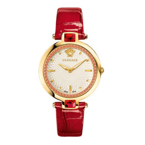 Versace Crystal Gleam White Dial Red Leather Strap Watch For Women - VAN040016 Buy Now By Versace