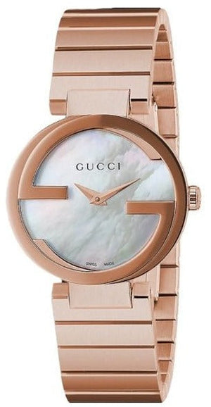 Gucci G Interlocking Mother of Pearl Dial Rose Gold Steel Strap Watch For Women - YA133515 Buy Now By Gucci