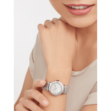 Bvlgari LVCEA Diamonds Silver Mother of Pearl Dial Silver Leather Strap Watch for Women - LVCEA103367 Buy Now By Bvlgari