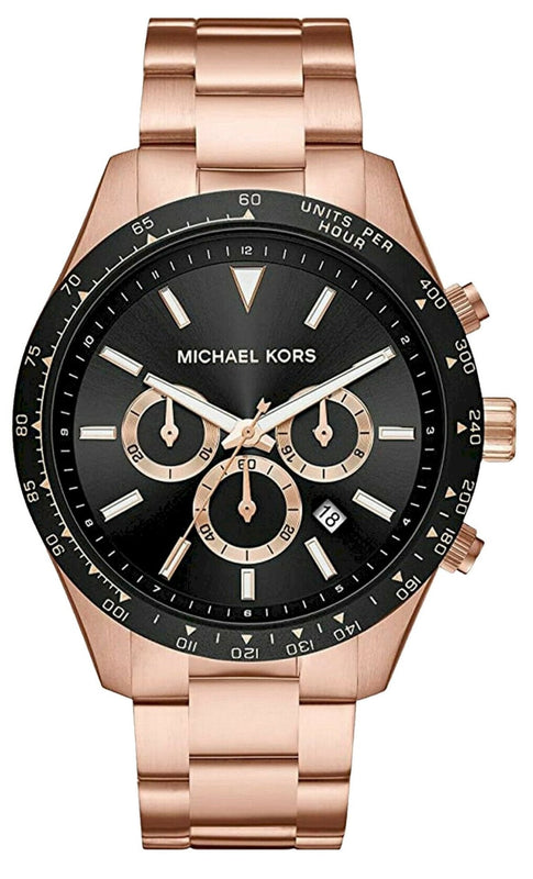 Michael Kors Layton Chronograph Black Dial Rose Gold Steel Strap Watch For Men - MK8824 Buy Now By Michael Kors