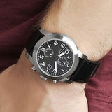 Marc Jacobs Larry Chronograph Black Dial Black Leather Strap Watch for Men - MBM5033 Buy Now By Marc Jacobs