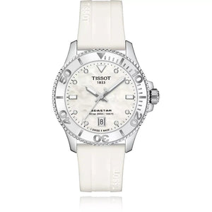 Tissot Seastar 1000 Mother of Pearl White Dial White Rubber Strap Watch for Women - T120.210.17.116.00 Buy Now By Tissot