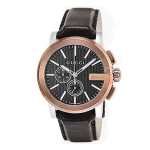 Gucci G Chrono Black Dial Brown Leather Strap Watch For Men - YA101202 Buy Now By Gucci