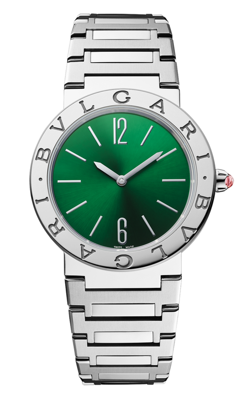 Bvlgari Bvlgari Bvlgari Lady Green Dial Silver Steel Strap Watch for Women - BVLGARI103693 Buy Now By Bvlgari