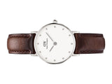 Daniel Wellington Classy Bristol White Dial Brown Leather Strap Watch For Women - DW00100070 Buy Now By Daniel Wellington
