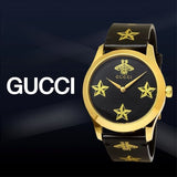 Gucci G Timeless Bee Motif Black Dial Black Leather Strap Watch For Women - YA1264055 Buy Now By Gucci