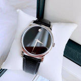 Movado Museum Black Dial Black Leather Strap Watch For Men - 2100002 Buy Now By Movado
