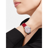 Bvlgari Lvcea Intarsio Diamonds Mother of Pearl Pink Dial Red Leather Strap Watch for Women - LVCEA103619 Buy Now By Bvlgari