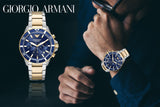 Emporio Armani Mario Chronograph Blue Dial Two Tone Steel Strap Watch For Men - AR11362 Buy Now By Emporio Armani