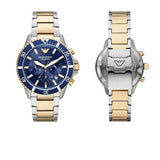 Emporio Armani Mario Chronograph Blue Dial Two Tone Steel Strap Watch For Men - AR11362 Buy Now By Emporio Armani