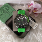 Fossil Bannon Chronograph Grey Dial Green Silicone Strap Watch for Men - BQ2501 Buy Now By Fossil
