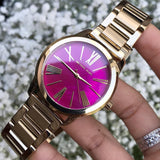 Michael Kors Hartman Quartz Pink Dial Gold Steel Strap Watch For Women - MK3520 Buy Now By Michael Kors
