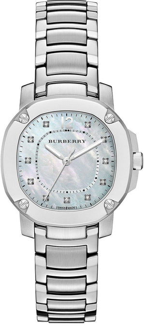 Burberry The Britain Diamonds Mother of Pearl Dial Silver Steel Strap Watch for Women - BBY1804 Buy Now By Burberry