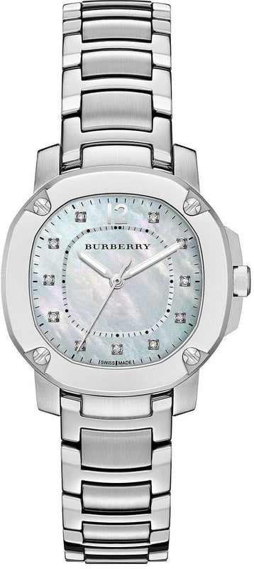 Burberry The Britain Diamonds Mother of Pearl Dial Silver Steel Strap Watch for Women - BBY1804 Buy Now By Burberry