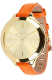 Michael Kors Runway Quartz Gold Dial Orange Leather Strap Watch For Women - MK2275 Buy Now By Michael Kors