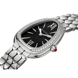 Bvlgari Serpenti Seduttori Diamonds Black Dial Silver Steel Strap Watch for Women - SERPENTI103449 Buy Now By Bvlgari