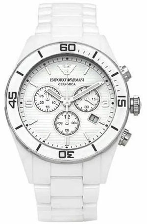 Emporio Armani Ceramic Chronograph White Dial White Ceramic Strap Watch For Men - AR1424 Buy Now By Emporio Armani