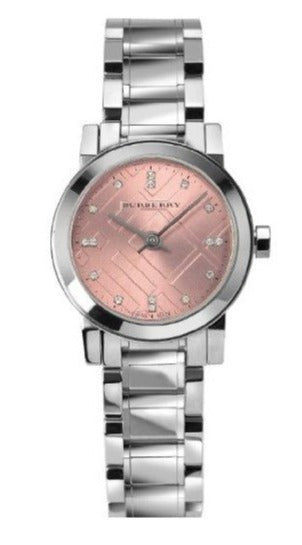 Burberry The City Diamonds Pink Dial Silver Steel Strap Watch for Women - BU9223 Buy Now By Burberry