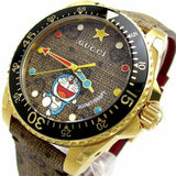 Gucci Dive Doraemon Quartz Brown Dial Brown Leather Strap Watch For Men - YA136335 Buy Now By Gucci