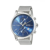 Hugo Boss Jet Blue Dial Silver Mesh Bracelet Watch for Men - 1513441 Buy Now By Hugo Boss