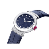Bvlgari Lvcea Intarsio Aventurine Diamonds Blue Dial Blue Leather Strap Watch for Women - LVCEA103617 Buy Now By Bvlgari