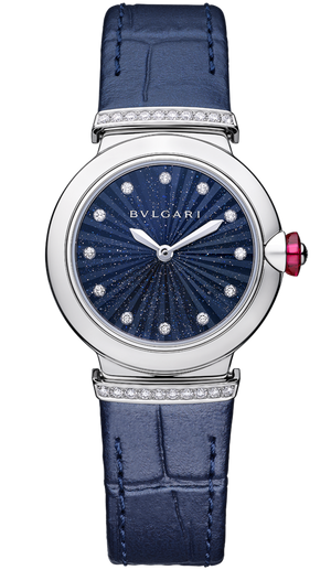 Bvlgari Lvcea Intarsio Aventurine Diamonds Blue Dial Blue Leather Strap Watch for Women - LVCEA103617 Buy Now By Bvlgari