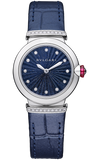Bvlgari Lvcea Intarsio Aventurine Diamonds Blue Dial Blue Leather Strap Watch for Women - LVCEA103617 Buy Now By Bvlgari