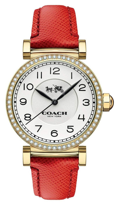 Coach Madison White Dial Red Leather Strap Watch for Women - 14502400 Buy Now By Coach