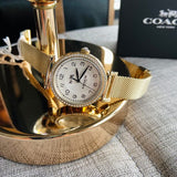 Coach Madison White Dial Gold Mesh Bracelet Watch for Women - 14502652 Buy Now By Coach